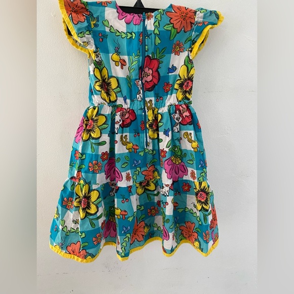 Disney Floral Kids Dress with Yellow Trim 100%organic cotton 3/T - Picture 2 of 8